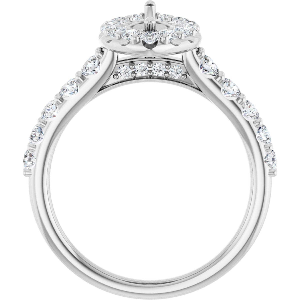 Marquise Halo-Style Engagement Ring Semi-Mount - gallery - Series 123541