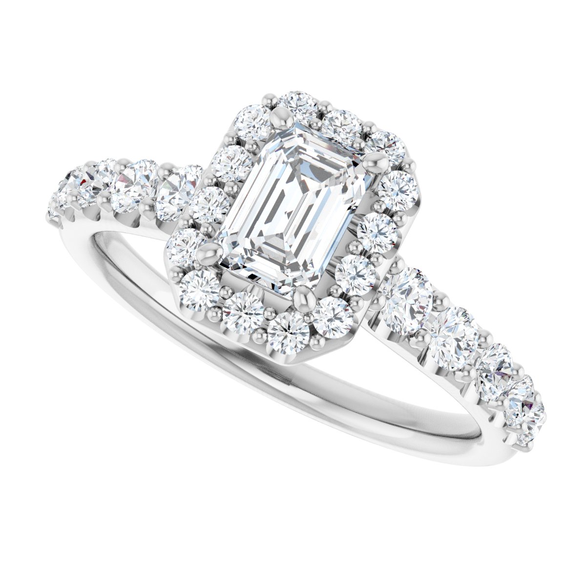 Emerald Halo-Style Engagement Ring Semi-Mount - gallery - Series 123541