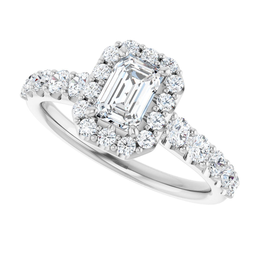 Emerald Halo-Style Engagement Ring Semi-Mount - gallery - Series 123541