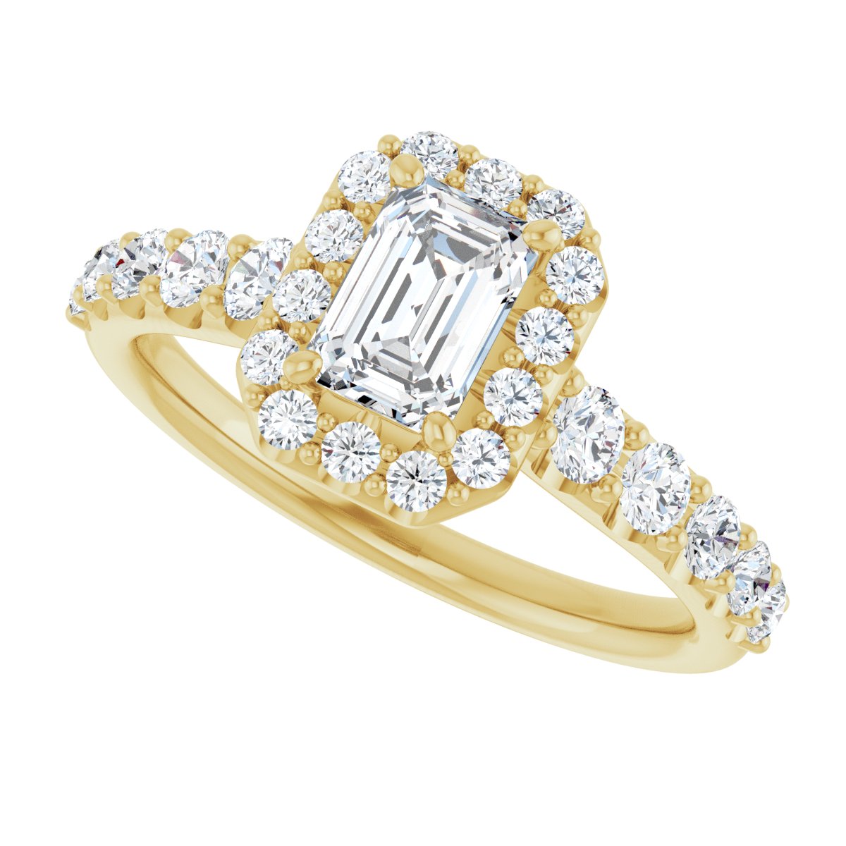 Emerald Halo-Style Engagement Ring Semi-Mount - gallery - Series 123541