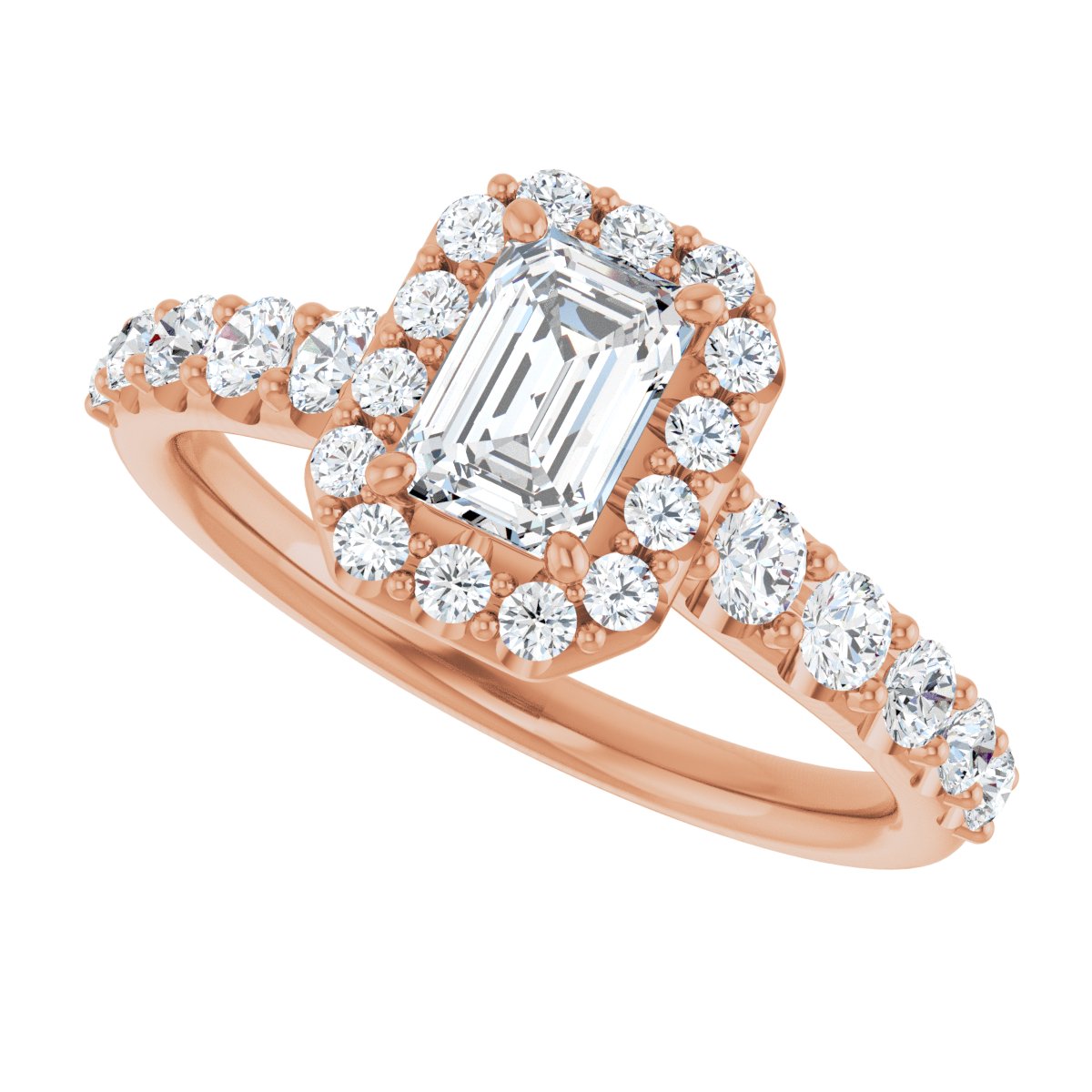 Emerald Halo-Style Engagement Ring Semi-Mount - gallery - Series 123541