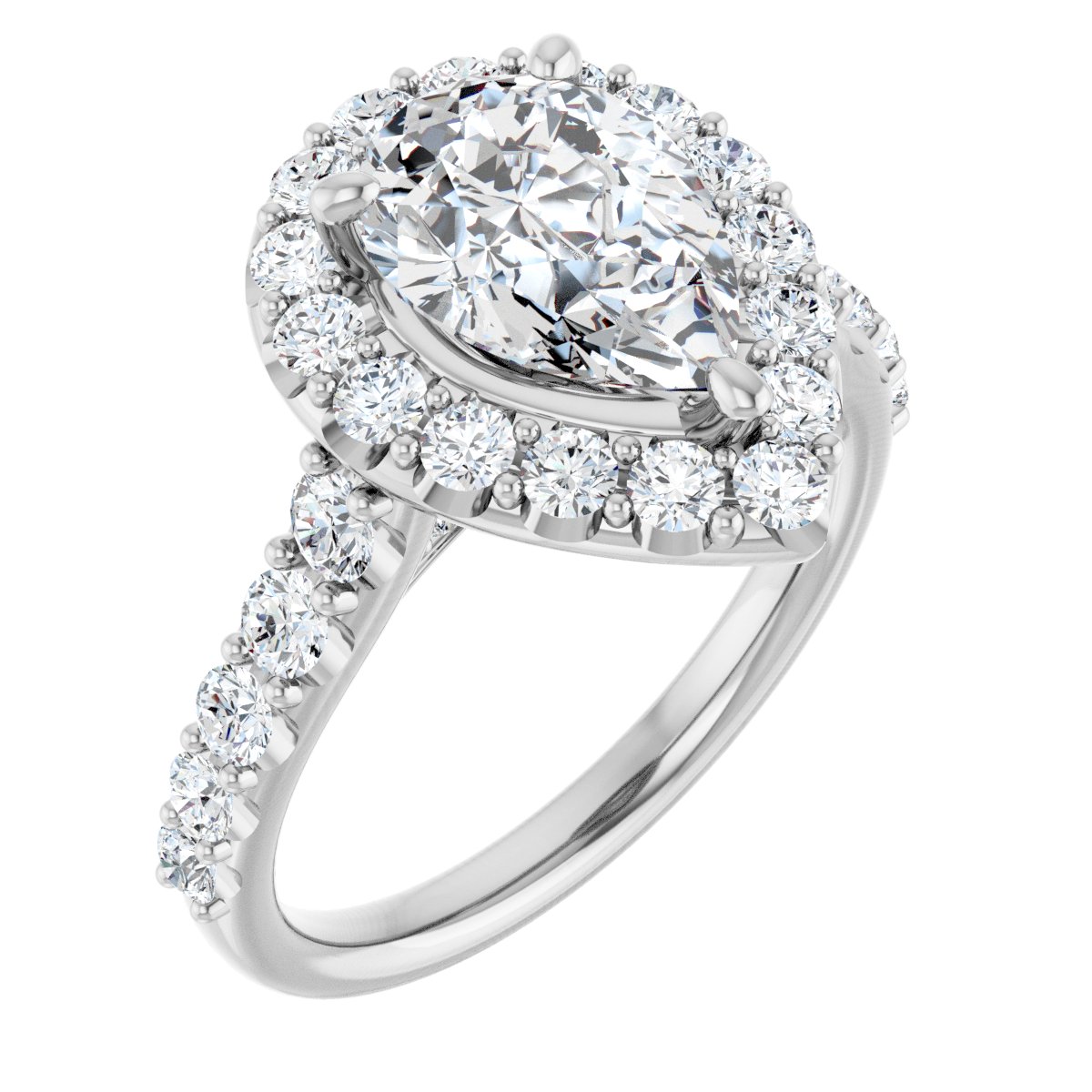 Natural Diamond Pear Halo-Style Engagement Ring Semi-Mount - Platinum - Series 123541