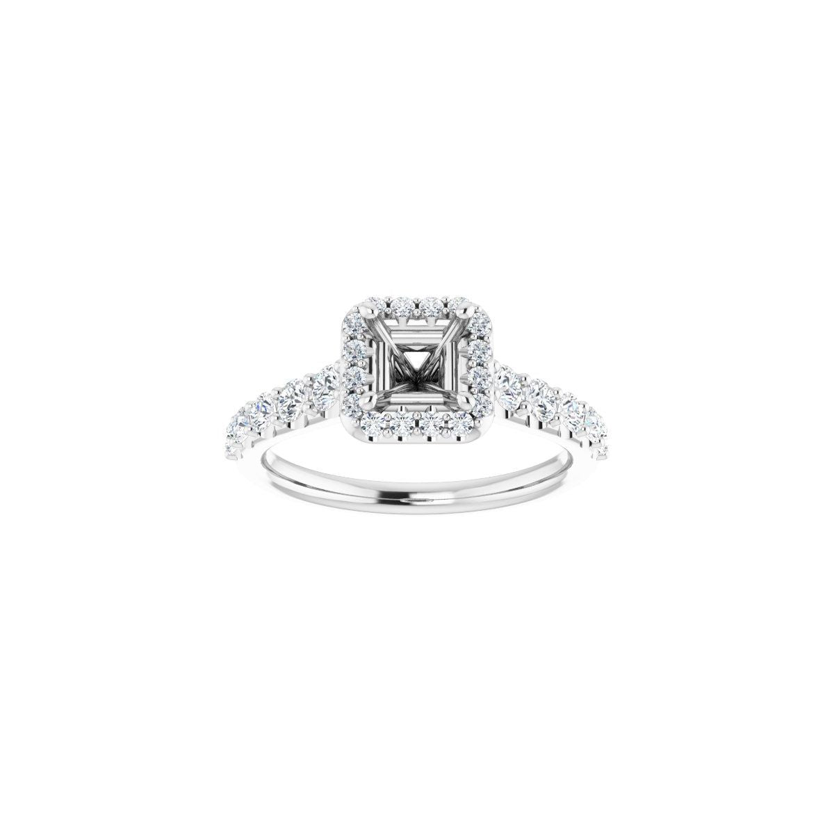 Square Halo-Style Engagement Ring Semi-Mount - gallery - Series 123541