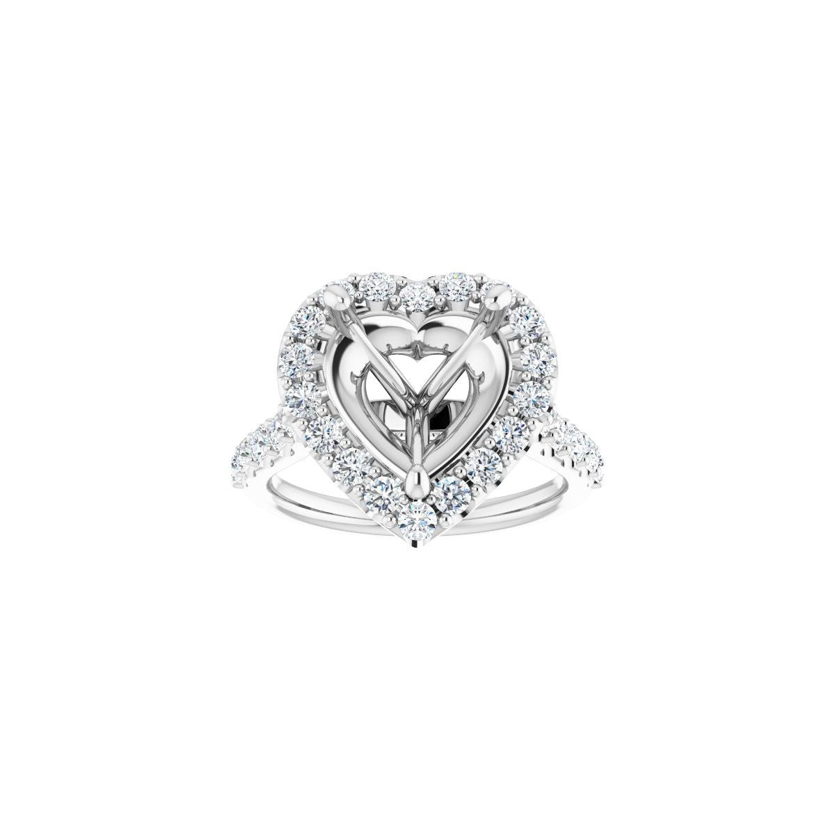 Heart Halo-Style Engagement Ring Semi-Mount - gallery - Series 123541