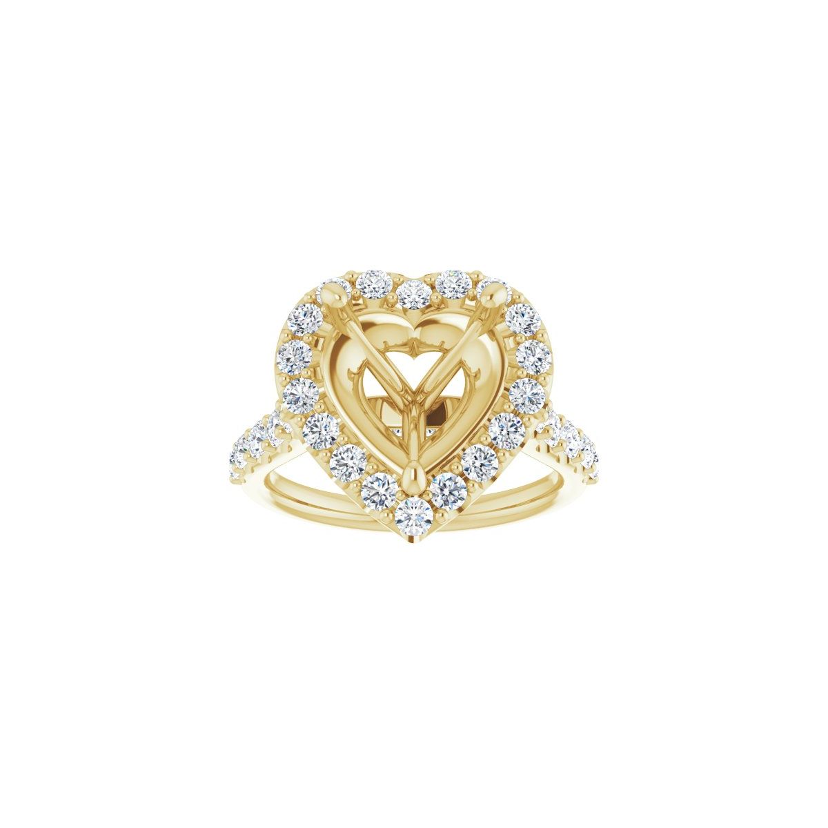 Heart Halo-Style Engagement Ring Semi-Mount - gallery - Series 123541