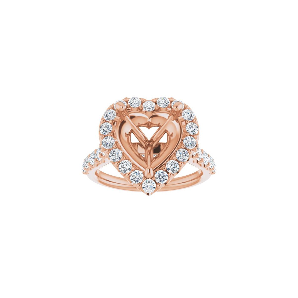 Heart Halo-Style Engagement Ring Semi-Mount - gallery - Series 123541