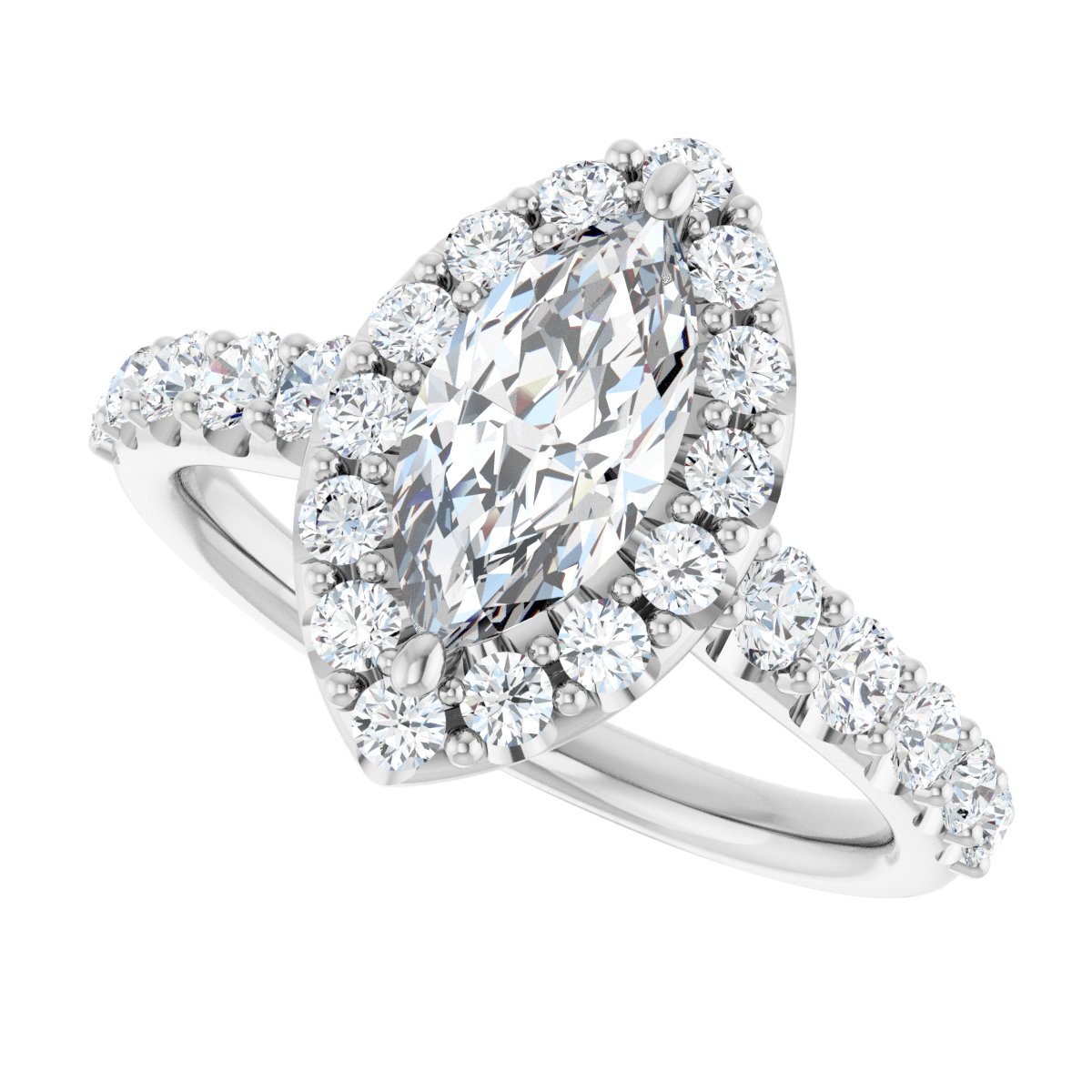 Marquise Halo-Style Engagement Ring Semi-Mount - gallery - Series 123541