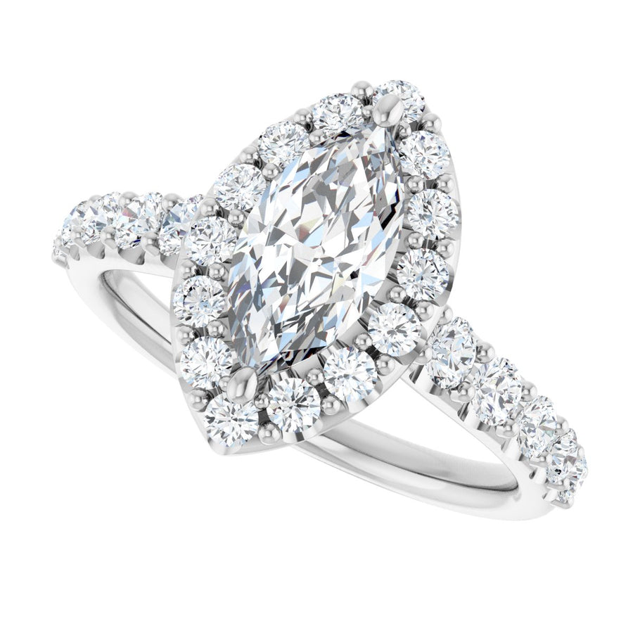 Marquise Halo-Style Engagement Ring Semi-Mount - gallery - Series 123541
