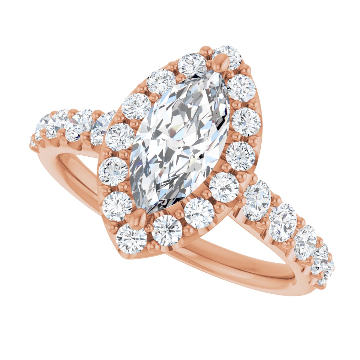 Marquise Halo-Style Engagement Ring Semi-Mount - gallery - Series 123541