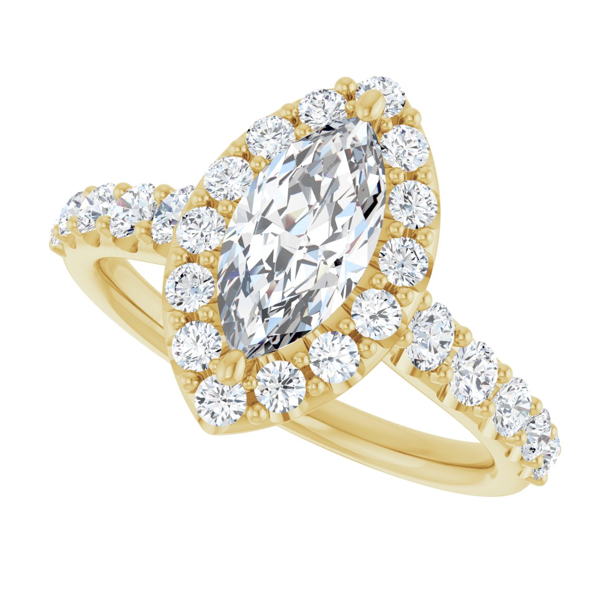 Marquise Halo-Style Engagement Ring Semi-Mount - gallery - Series 123541