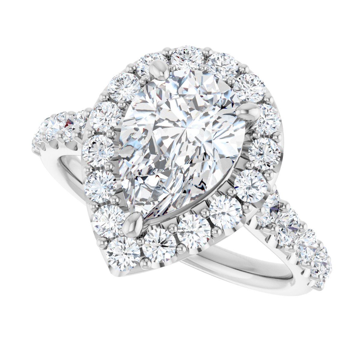 Pear Halo-Style Engagement Ring Semi-Mount - gallery - Series 123541