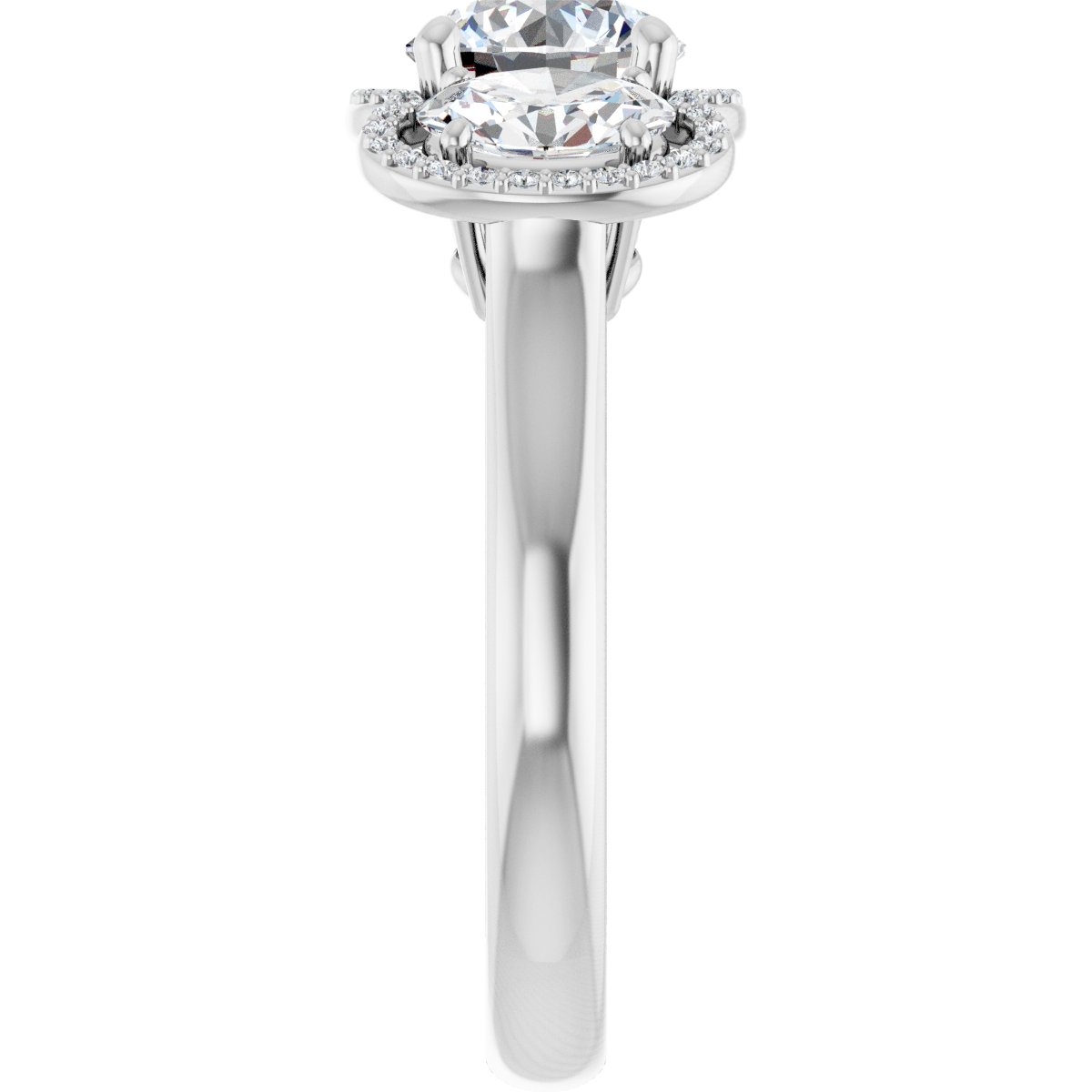 Round Three-Stone Halo-Style Engagement Ring Semi-Mount - gallery - Series 71602
