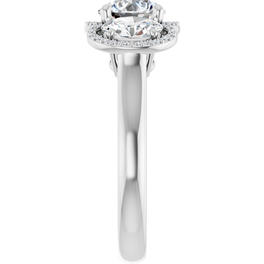 Round Three-Stone Halo-Style Engagement Ring Semi-Mount - gallery - Series 71602