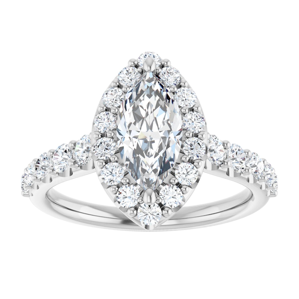 Marquise Halo-Style Engagement Ring Semi-Mount - gallery - Series 123541