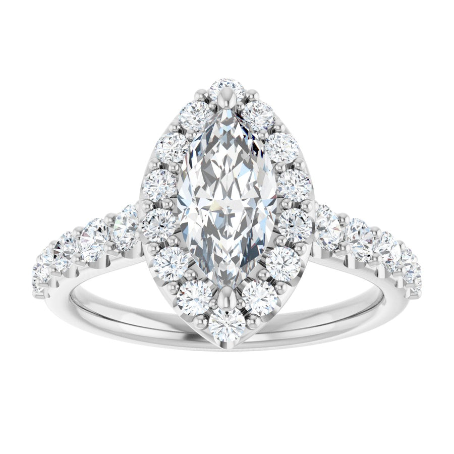Marquise Halo-Style Engagement Ring Semi-Mount - gallery - Series 123541