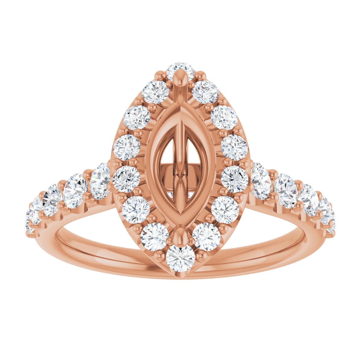Marquise Halo-Style Engagement Ring Semi-Mount - gallery - Series 123541