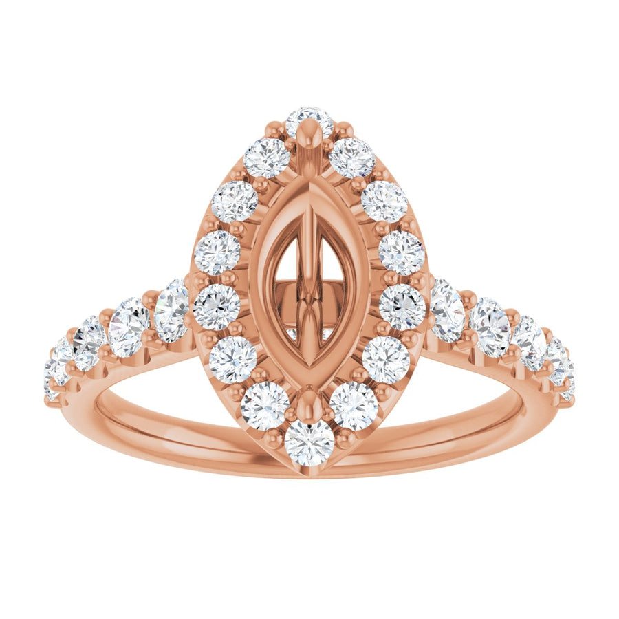 Marquise Halo-Style Engagement Ring Semi-Mount - gallery - Series 123541