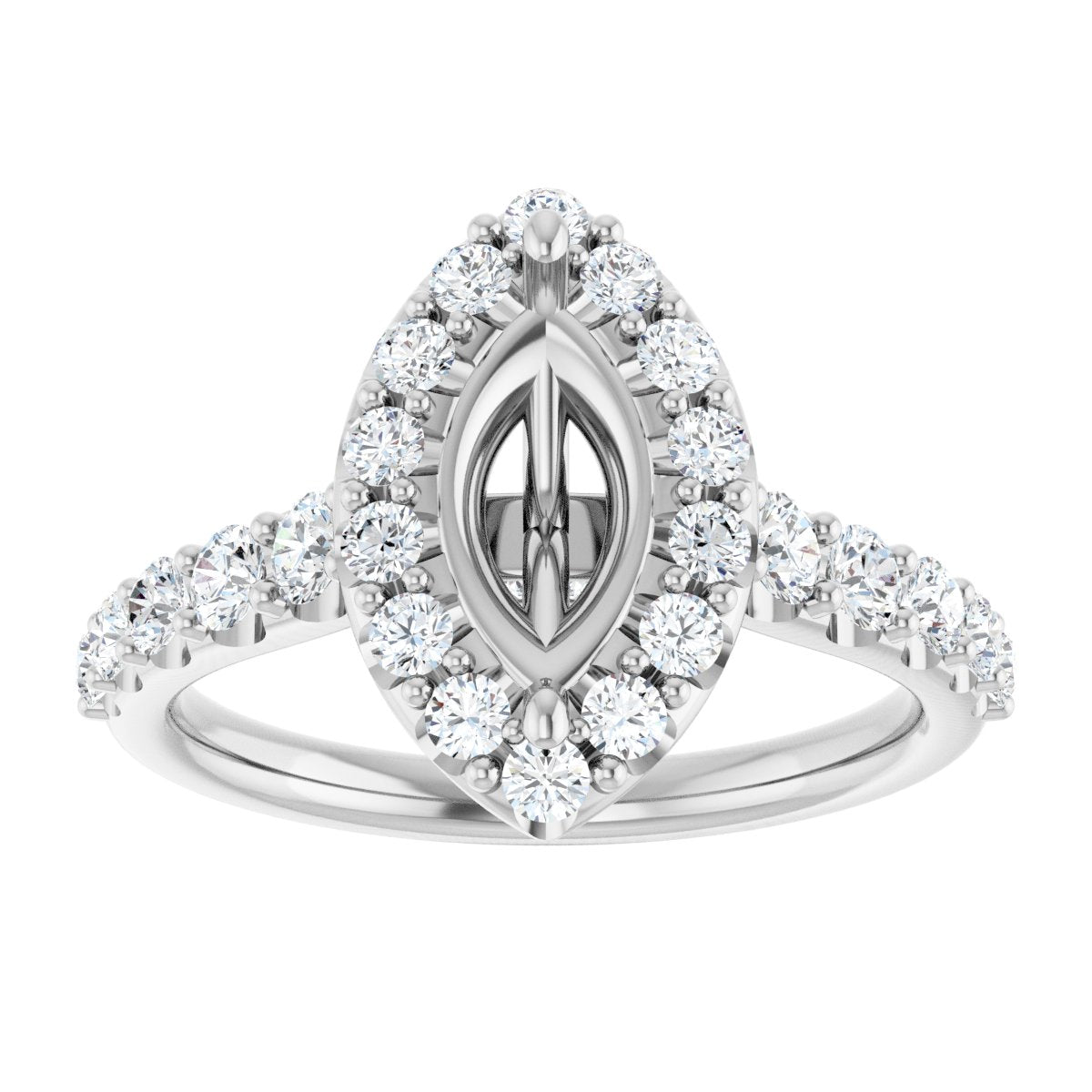 Marquise Halo-Style Engagement Ring Semi-Mount - gallery - Series 123541