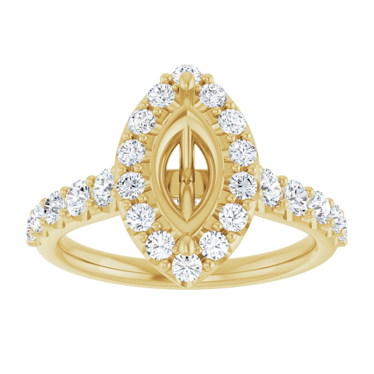 Marquise Halo-Style Engagement Ring Semi-Mount - gallery - Series 123541