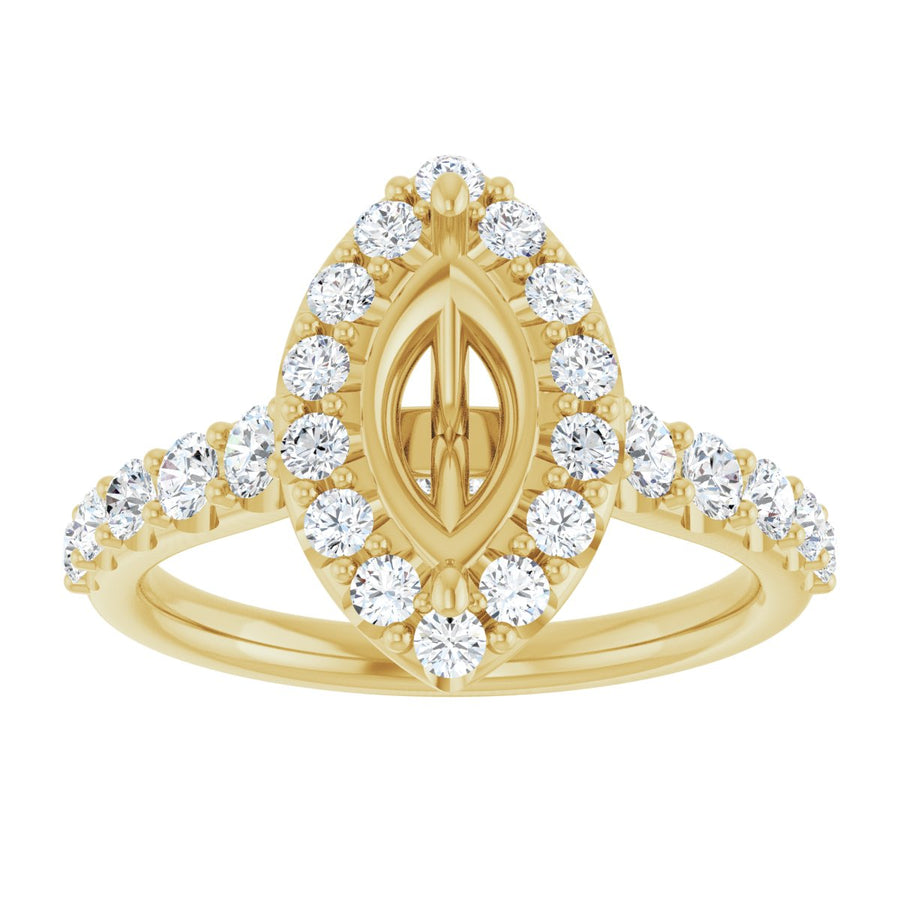 Marquise Halo-Style Engagement Ring Semi-Mount - gallery - Series 123541