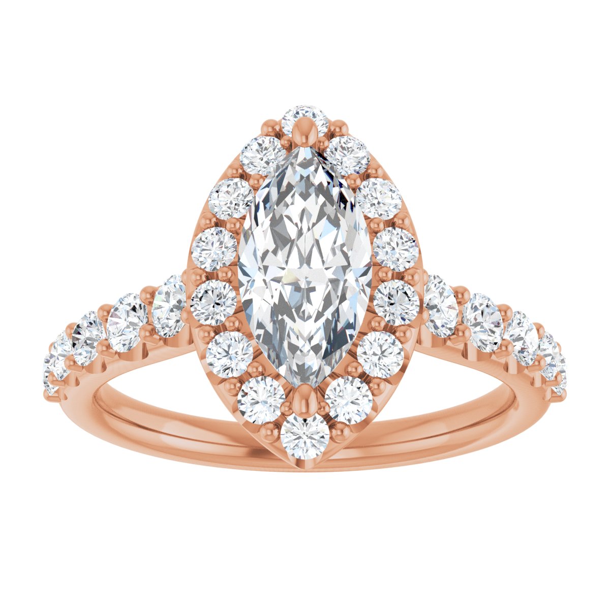 Marquise Halo-Style Engagement Ring Semi-Mount - gallery - Series 123541