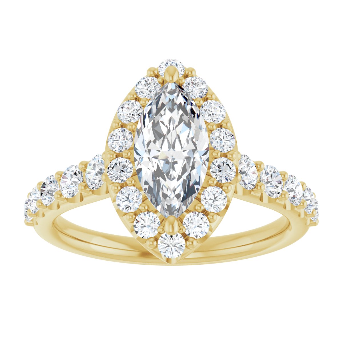 Marquise Halo-Style Engagement Ring Semi-Mount - gallery - Series 123541