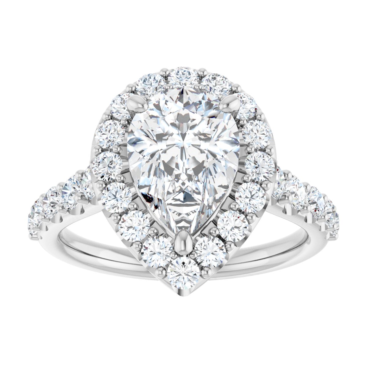 Pear Halo-Style Engagement Ring Semi-Mount - gallery - Series 123541