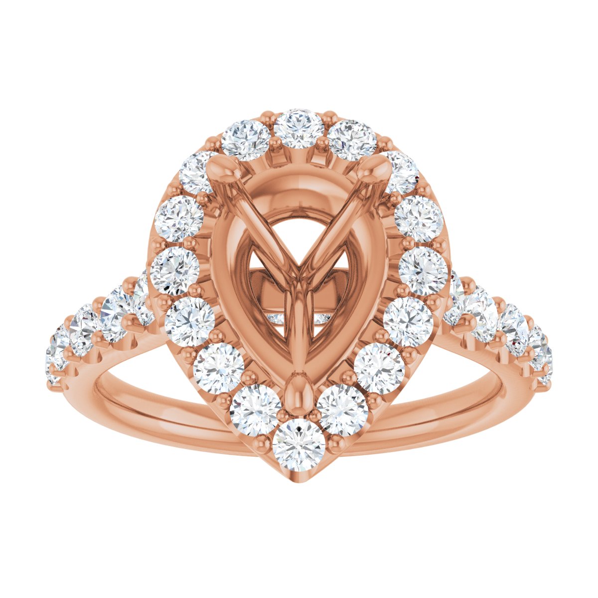 Pear Halo-Style Engagement Ring Semi-Mount - gallery - Series 123541