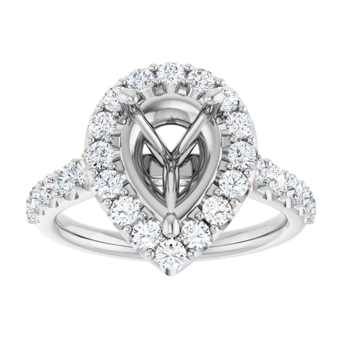 Pear Halo-Style Engagement Ring Semi-Mount - gallery - Series 123541