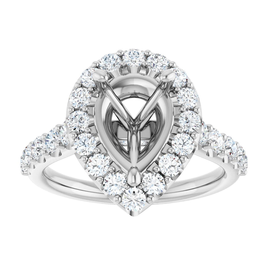 Pear Halo-Style Engagement Ring Semi-Mount - gallery - Series 123541