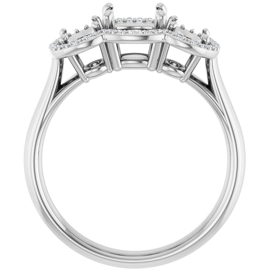 Round Three-Stone Halo-Style Engagement Ring Semi-Mount - gallery - Series 71602