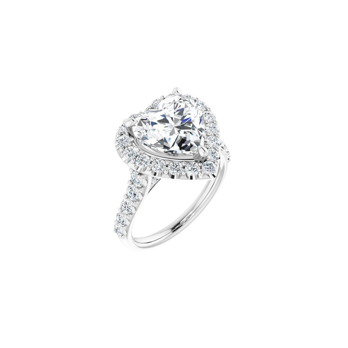 Natural Diamond Heart Halo-Style Engagement Ring Semi-Mount - Platinum - Series 123541