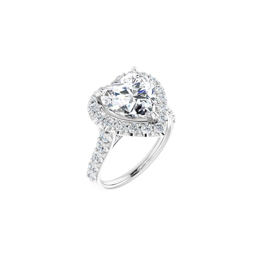 Natural Diamond Heart Halo-Style Engagement Ring Semi-Mount - Platinum - Series 123541