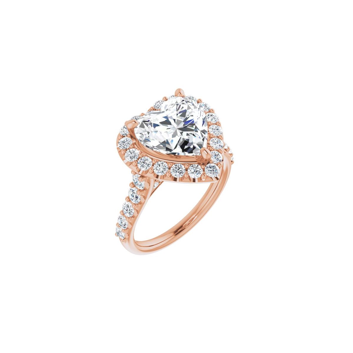 Natural Diamond Heart Halo-Style Engagement Ring Semi-Mount - 14K Rose Gold - Series 123541