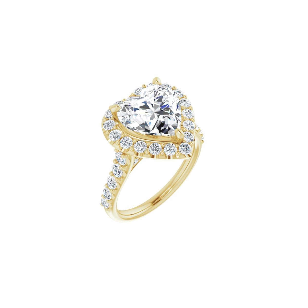 Natural Diamond Heart Halo-Style Engagement Ring Semi-Mount - 14K Yellow Gold - Series 123541