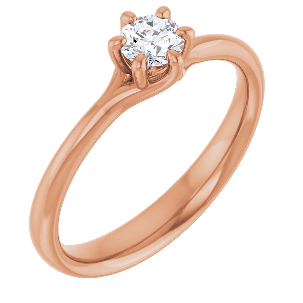 Natural Diamond Round Solitaire Engagement Ring Mounting - 14K Gold - Series 122118