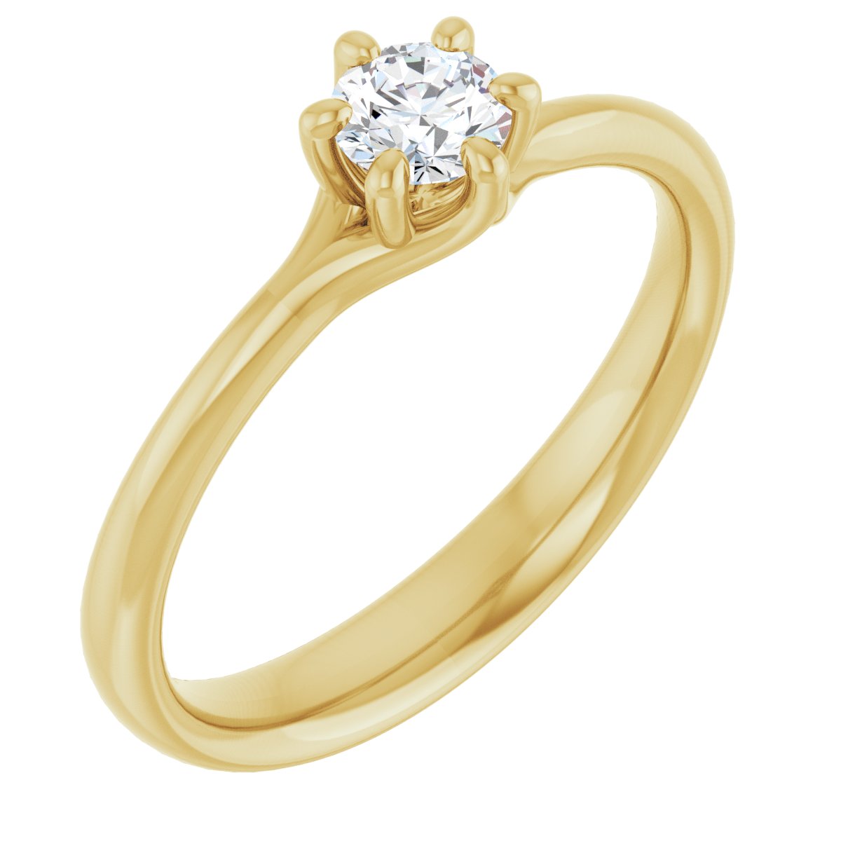Natural Diamond Round Solitaire Engagement Ring Mounting - 14K Gold - Series 122118