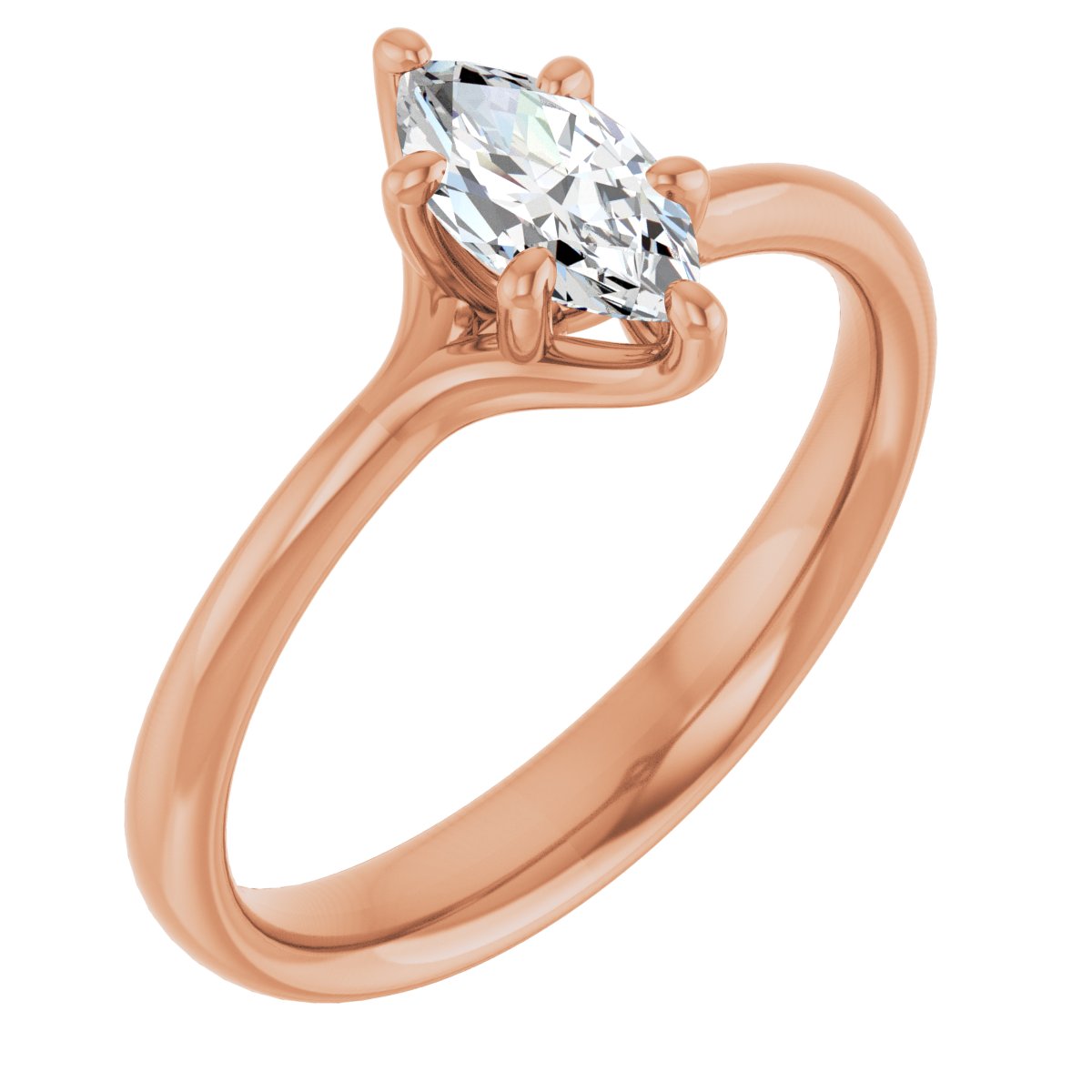 Natural Diamond Marquise Solitaire Engagement Ring Mounting - 14K Gold - Series 122118