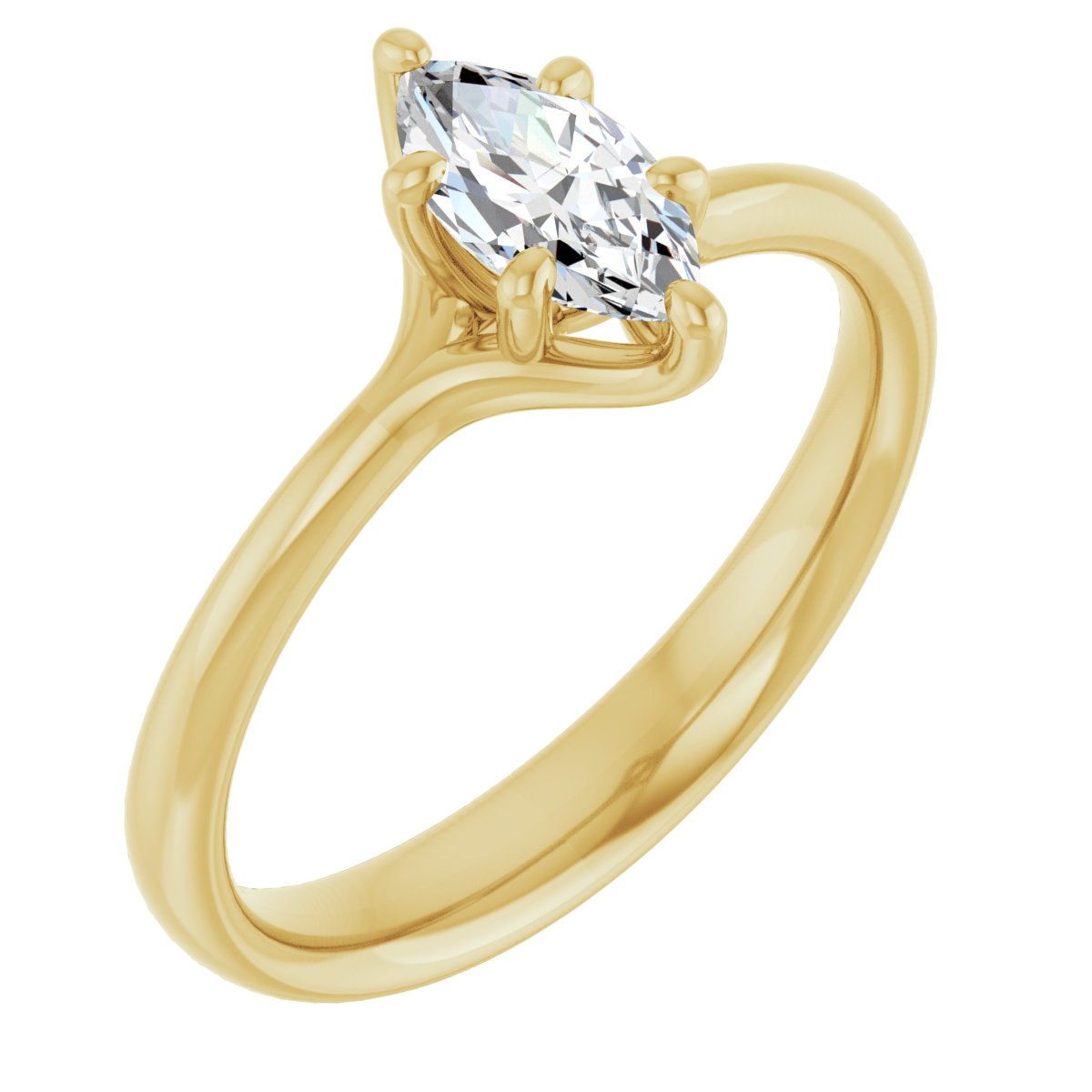 Natural Diamond Marquise Solitaire Engagement Ring Mounting - 14K Gold - Series 122118