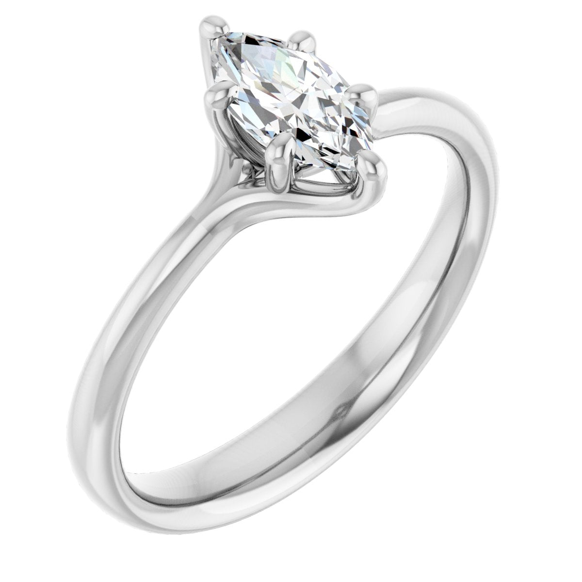 Natural Diamond Marquise Solitaire Engagement Ring Mounting - 14K Gold - Series 122118