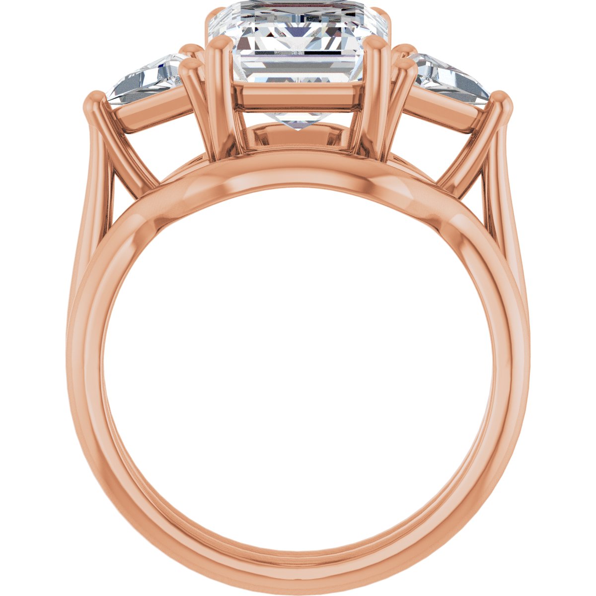 Emerald Three-Stone Engagement Ring Semi-Mount - gallery - Series 122119