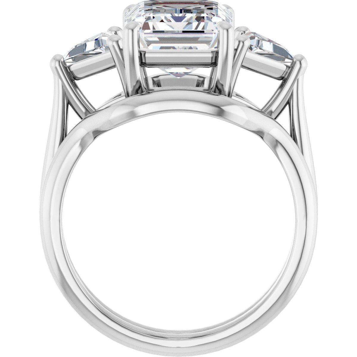 Emerald Three-Stone Engagement Ring Semi-Mount - gallery - Series 122119