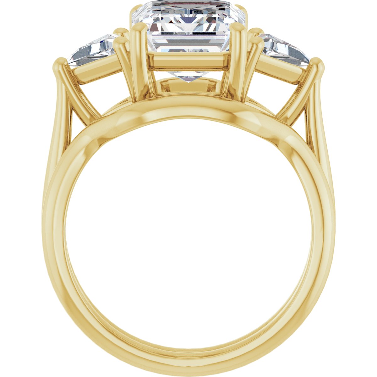 Emerald Three-Stone Engagement Ring Semi-Mount - gallery - Series 122119