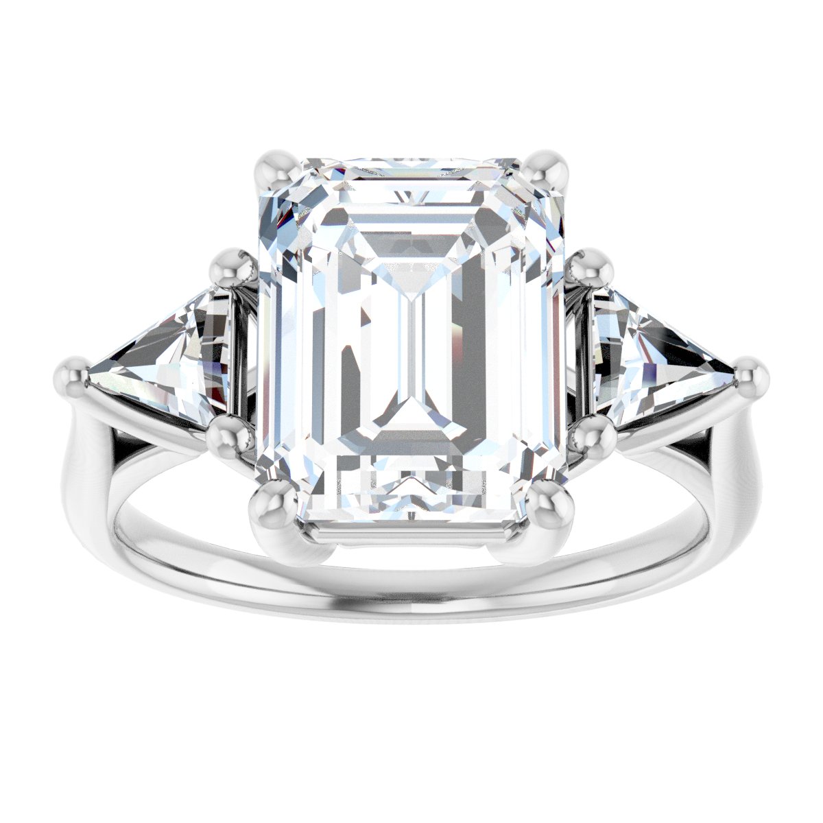 Emerald Three-Stone Engagement Ring Semi-Mount - gallery - Series 122119