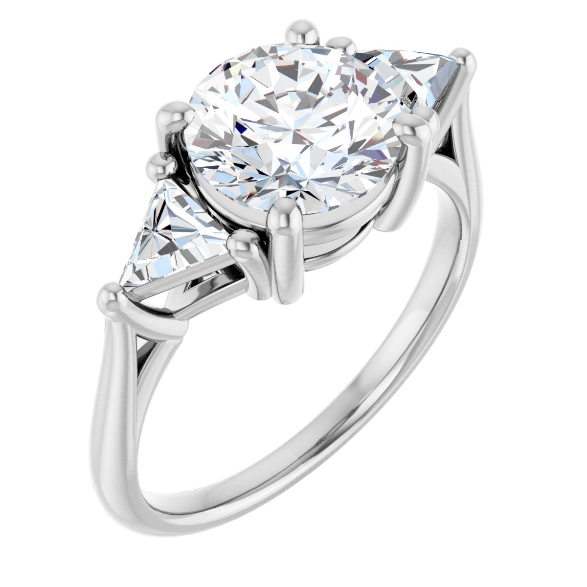 Natural Diamond Round Three-Stone Engagement Ring Semi-Mount - Platinum - Series 122119