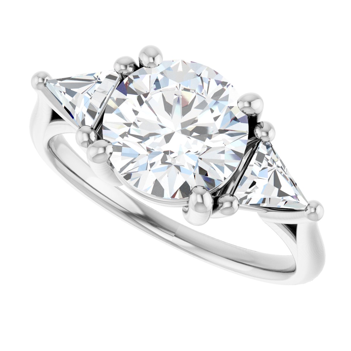 Round Three-Stone Engagement Ring Semi-Mount - gallery - Series 122119