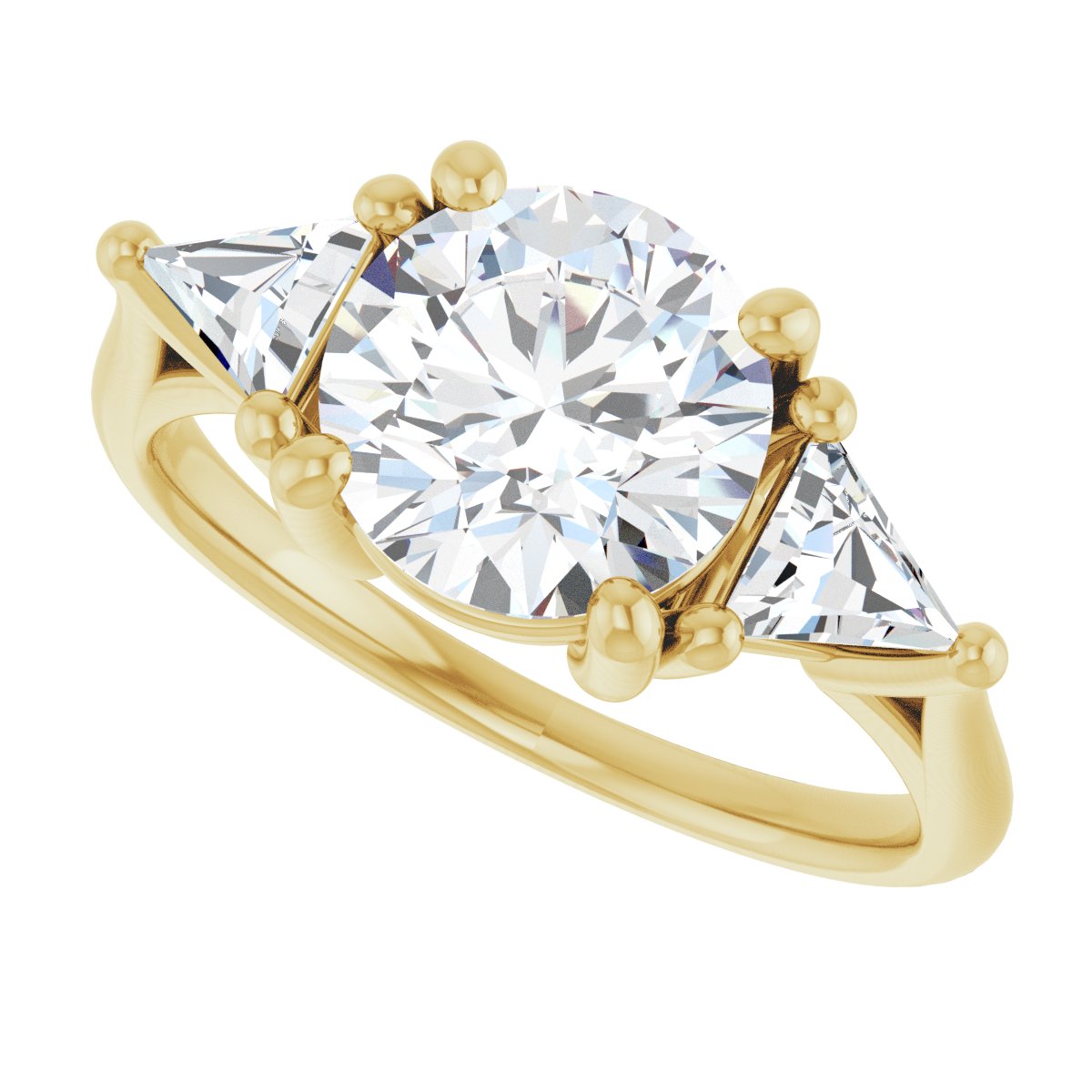 Round Three-Stone Engagement Ring Semi-Mount - gallery - Series 122119