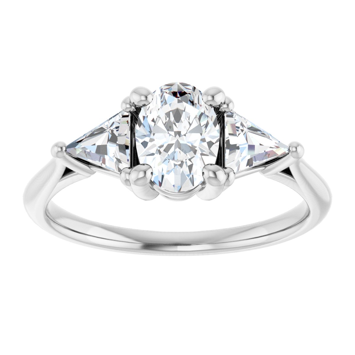 Oval Three-Stone Engagement Ring Semi-Mount - gallery - Series 122119