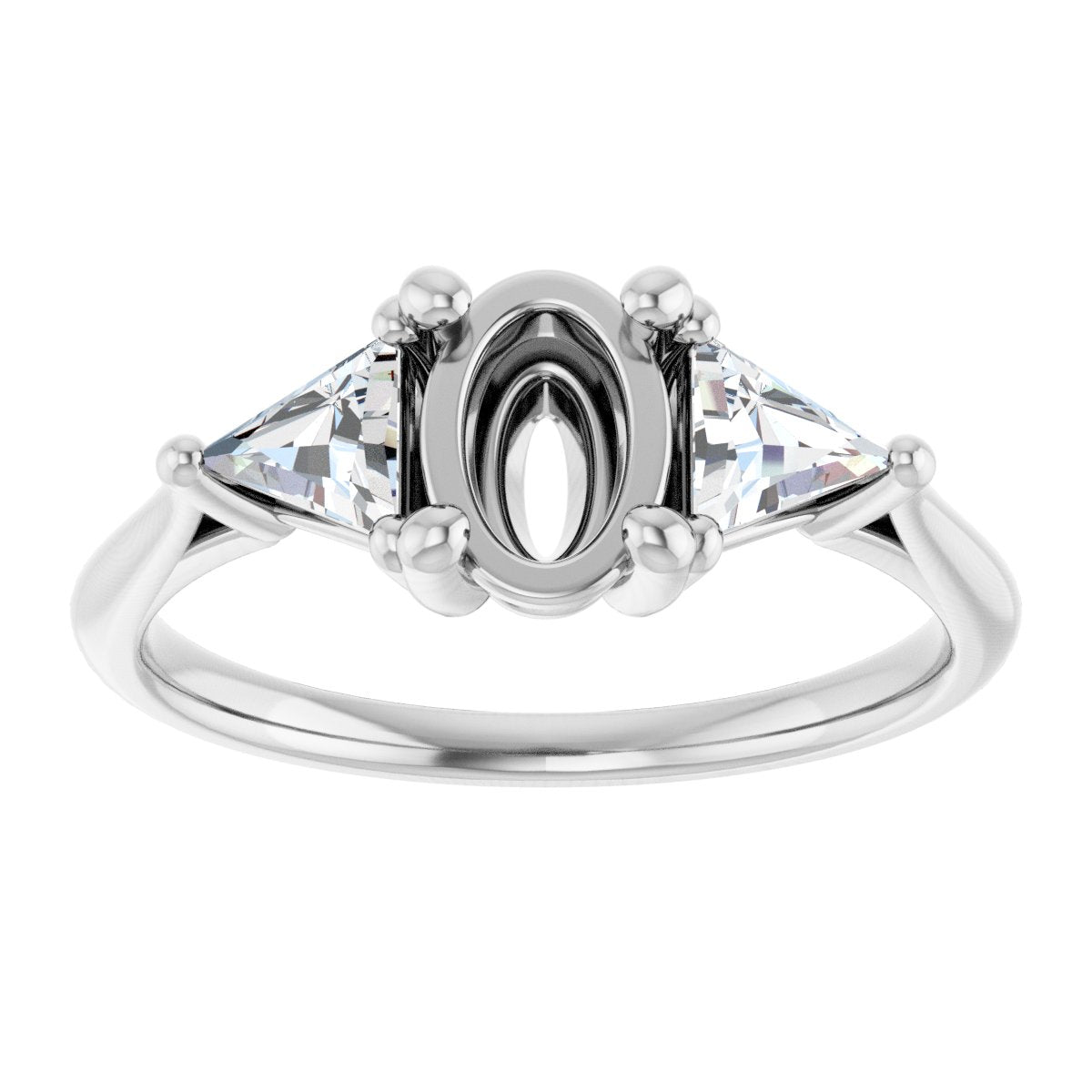 Oval Three-Stone Engagement Ring Semi-Mount - gallery - Series 122119