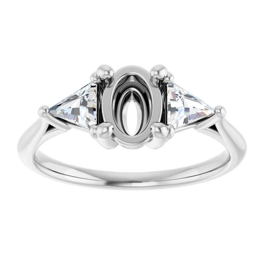 Oval Three-Stone Engagement Ring Semi-Mount - gallery - Series 122119